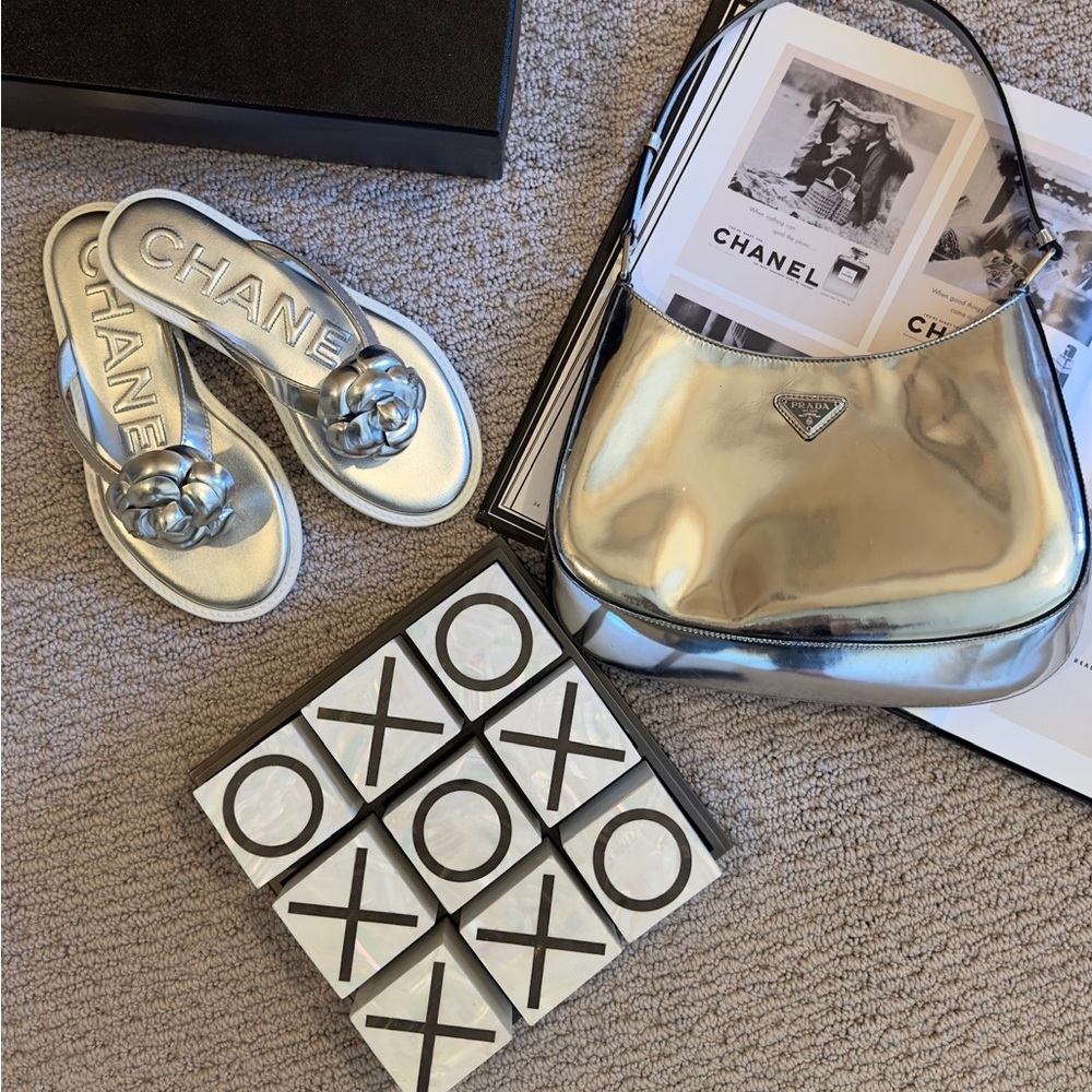 CHANEL THONGS SILVER size 35.5 - Picture 6 of 8